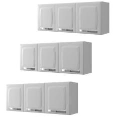 Imagem de Conjunto 3 Armários de Cozinha Aéreos Itatiaia Aço 3 Portas Rose Branco Neve