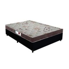 Imagem de Cama Box Casal Colchão Espuma D45 Bordado + Box Suede Preto RC Sono Le