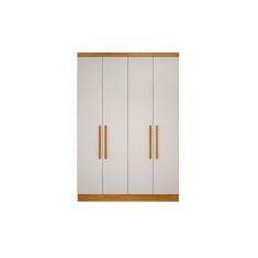 Imagem de Módulo de Quarto Solteiro Guarda Roupa Rizon c/ 4 Portas e 3 Gavetas Freijo Cumaru c/ Fendi - Novo Horizonte