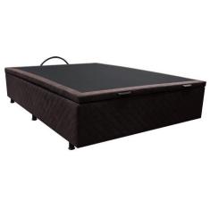 Imagem de Base Box Baú Para Cama Casal 138X188cm Liz S05 Suede Bordado Marrom -