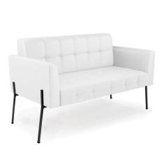 Imagem de Sofá Namoradeira 2 Lugares Base Pé De Ferro Preto Elisa Corino D03 - D`rossi Cor Branco