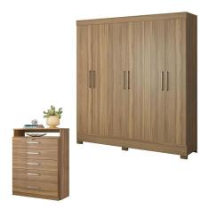 Imagem de Cômoda Triunfo e Guarda Roupa Casal Prático Amêndola Touch - Demóbile