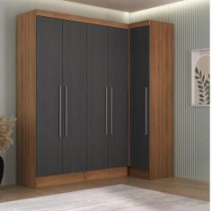 Imagem de Guarda-Roupa Modulado Viena 5 Portas 4 Gavetas 2 Peças Espresso Móveis Nogal/Grafite