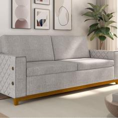 Imagem de Sofá Living Vintage 3 Lugares 225cm em Linho Áspen Arte Cúbica Estofados Caramelo