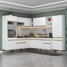 Imagem de Cozinha Completa de Canto Veneza Gw Multimóveis Mp2047 com Armário e Balcão Branca