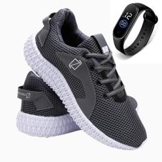 Imagem de Tênis Masculino Academia Caminhada Leve Macio Dia a Dia Com Relógio Esporte-Masculino