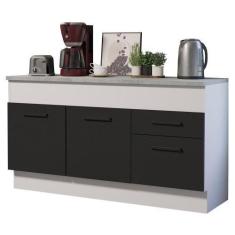 Imagem de Balcão de Pia Cozinha 150 cm 2 Portas e 2 Gavetas (Com Tampo) Branco/P