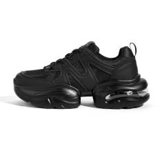 Imagem de LUCKY STEP Tênis feminino Air Cushion grosso moderno sola grossa anos 90 retrô Dad Rave casual confortável sapatos de caminhada, Preto, 40