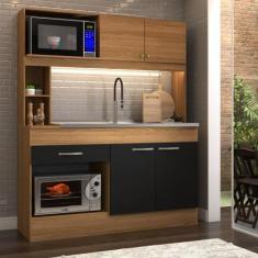 Imagem de Cozinha Compacta São Paulo 4 Portas 1 Gaveta Cinamomo/Preto - Panorama