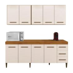 Imagem de Cozinha Compacta Atenas 9 Portas 3 Gavetas Atenas Kaiki Móveis Nature Off White