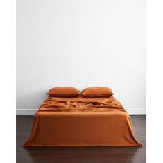 Imagem de Bed Threads - Lençol plano de linho - 100% linho francês - 170 g/m² - luxuoso e ecológico - respirável, durável e ultramacio - apenas lençol de cima plano - lavável na máquina - King/Cali King -