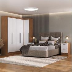 Imagem de Guarda-Roupa Modulado Viena 5 Portas 8 Gavetas 5 Peças Espresso Móveis Nogal/Branco