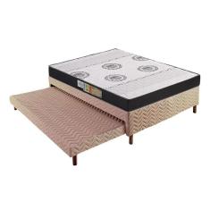 Imagem de Cama Box c/Auxiliar Casal: Colchão Anatômico Polar D28/EP Orthoface + Base CRC Rústico Bege(138x188)