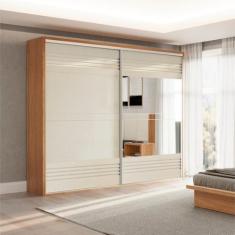 Imagem de Guarda Roupa 2 Portas De Correr 267X238cm Freijó Off White Espelho Dal