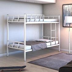 Imagem de beliche solteiro estilo industrial de ferro cor branco