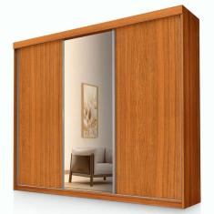 Imagem de Guarda Roupa Casal Florença 3 Portas de Correr com Espelho Freijó - Luapa