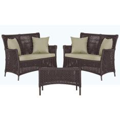 Imagem de 2 Sofá Área e Mesa Igapó Alumínio Pintura Marrom Corda Náutica Estofado Impermeável Almofada 7 Trama