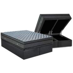 Imagem de Cama Box Baú King: Colchão Molas Ensacadas Ortobom Orthotel Luxo + Bas