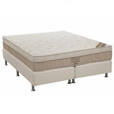Imagem de Conjunto Cama Box Colchão Elegant Nanolastic Super King 193x203x27cm Ortobom Bege/Branco
