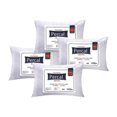 Imagem de Travesseiro Fibras Siliconadas Plus Percal 200 Fios Kit c/ 4 Un 70x50x15 - Ortobom