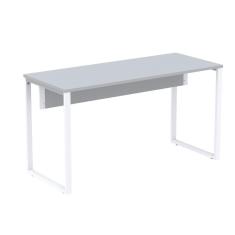 Imagem de Mesa Escritório P25 tub Pandin 150 cm (Larg) Tampo mdp Cinza Pé Aço Tubular Branco