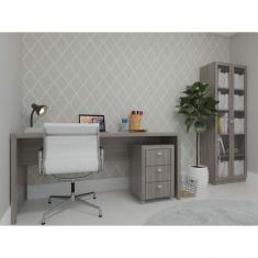 Imagem de Conjunto Home Office 3 Peças com Escrivaninha, Armário e Gaveteiro Espresso Móveis Marrom/Cinza