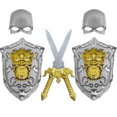 Imagem de Fantasia Medieval Infantil com 2 Espadas Escudos e Máscaras - Toy Mast