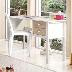 Imagem de Escrivaninha Infantil Club House Wood com 2 Gavetas Casatema Branco/natural