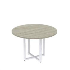 Imagem de Mesa de Reunião Redonda 100cm MRR1100P25TUB Nogueira Casablanca/Branco