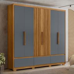 Imagem de Guarda Roupa Casal 6 Portas 3 Gavetas Amazonas - Freijó / Cinza Freijó / Cinza