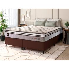 Imagem de Conjunto Cama Box c/ Molas Ensacadas Liverpool Bege Queen 158x198x73