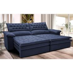 Imagem de Sofá Retrátil e Reclinável 2,52m Molas Ensacadas Cama Inbox Alemanha de Viscoelástico Velusoft Azul