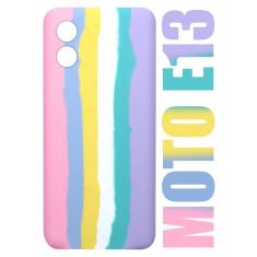 Imagem de Capa case Capinha Aveludada Arco Iris Candy Compatível Moto E13 XT2345 6.5 + Película De Vidro 3D - Cell In Power25
