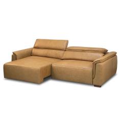 Imagem de sofá 5 lugares retrátil e reclinável laurent molas ensacadas couro marrom claro 280 cm
