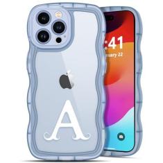 Imagem de R'hllor Capa para iPhone 15 Pro Max: capa de telefone personalizada com iniciais A-Z Kawaii para presentes de aniversário de menina capa de telefone bonita encaracolada com borda ondulada capa