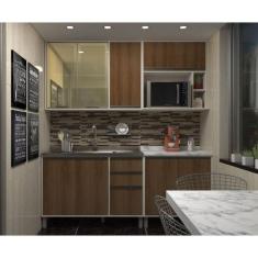 Imagem de Cozinha Completa Modulada 4 Peças Com Vidro Reflecta E Nicho Microonda
