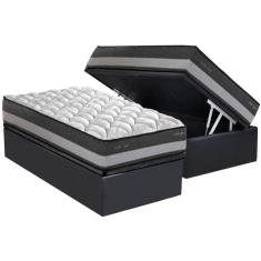 Imagem de Conjunto Box Solteiro: Colchão Molas Herval Maxspring Minsque C1625 + Base Box Baú CRC Suede Gray(88x188x27)