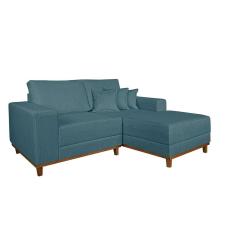 Imagem de Sofá 3 Lugares Mônaco Com Chaise Direito Linho Azul Claro