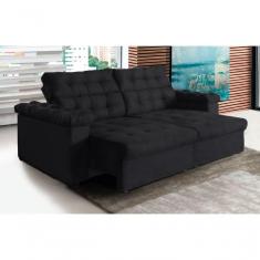 Imagem de Sofá New Austrália 250cm Retratil Reclinavel Suede Preto