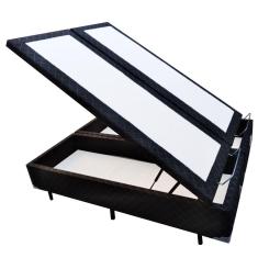 Imagem de Base Box Baú King Bipartido Belos Sonhos Poliéster Preto 49x193x203