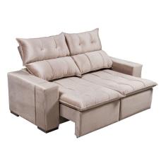 Imagem de Sofá Retrátil 3 Lugares Bressiani Verona P742 Veludo Bege