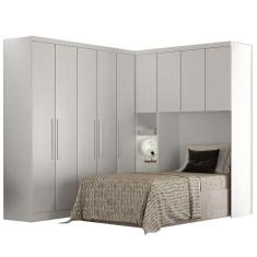 Imagem de Guarda Roupa Modulado Rizon 004 Solteiro 4 Peças Novo Horizonte Cor Branco