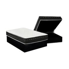 Imagem de Cama Box Baú Casal: Colchão Molas Bonnel Luckspuma Eagle New + Base CRC Suede Black(138x188)