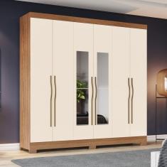 Imagem de Guarda-roupa 6 Portas 3 Gavetas com Espelho B367 Marrom/Off White