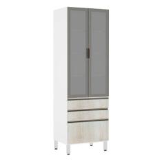 Imagem de Paneleiro Torre 70Cm Prata Pérola Branco Com Legno Crema