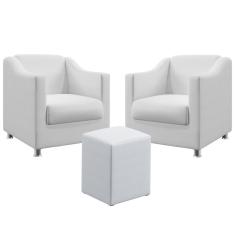 Imagem de Kit 2 Poltronas Alya E Puff Izar Couro Artificial  Aradecor