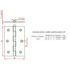 Imagem de Dobradiça 3 1/2 Para Porta E Janela N-2 Forsul Prata