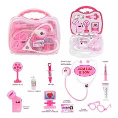 Imagem de Maleta Médica Rosa Kit Maletinha Infantil Com Som E Luz Menina