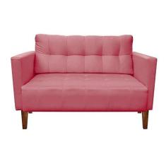 Imagem de Sofá Retrô Namoradeira 2 Lugares Livia Suede Rose - D'Rossi
