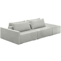 Imagem de Sofá Ilha Modular para Sala 232cm com Puff Dublin K01 Linho Cinza - Ly